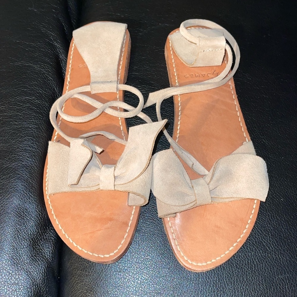 by james tan suede wrap around tie strap sandals 10